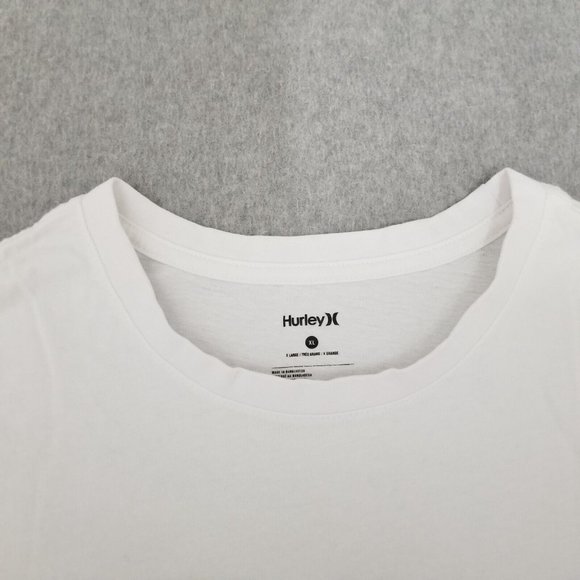 Hurley Shirt Mens XL White Short Sleeve Crew Neck Spell Out Logo - Picture 5 of 10
